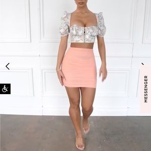 Aubrey peach mesh mini skirt NWT
